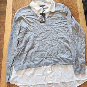 NWT Adriana Papell 2fer sweater and faux button down